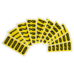 Signs Safety and marking identification labels self adhesive 0-9 Version:  self adhesive 0-9.  W: 38, H: 90 (mm). Article code: 51FY6-123
