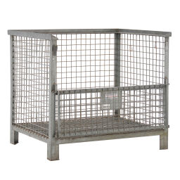 Mesh Stillages fixed construction stackable 1 flap at 1 long side used.  L: 1130, W: 855, H: 800 (mm). Article code: 98-5938GB