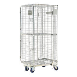 Roll rontainer rental roll cage full security a-nestable with rubber wheels
