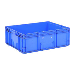 Stacking box plastic stackable KLT all walls closed used Material:  plastic.  L: 800, W: 600, H: 280 (mm). Article code: 99-9838GB