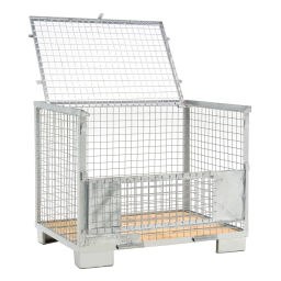 Mesh Stillages Full Security 1 flap at 1 long side Euronorm (mm):  1200 x 800.  L: 1240, W: 835, H: 970 (mm). Article code: 99-003-AD-V