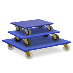 Meubelhondje meubelhondje 4 zwenkwielen streeploos rubber 100 mm.  L: 600, B: 350, H: 145 (mm). Artikelcode: 7050.1262.R.35S