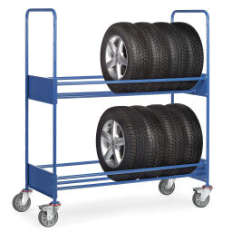 Rangement pneus et manutention chariot pour pneus fetra transporteur réglable pour pneus Capacité de charge (kg):  250.  L: 1540, L: 670, H: 1725 (mm). Code d’article: 854586