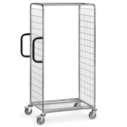 Order picking trolley roll cage with 2 pushing brackets