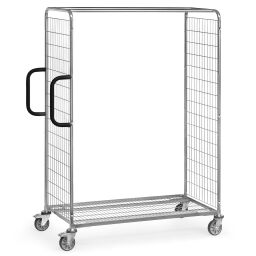 Order picking trolley roll cage with 2 pushing brackets