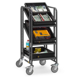 Esd trolleys warehouse trolley fetra esd storage trolley suitable for 3 euro boxes 600x400 mm