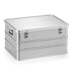 transport boxes Aluminium Boxes transport boxes with scratch resistant surface stackable, with stacking edges.  L: 790, W: 590, H: 410 (mm). Article code: 9010159924