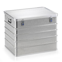 Transportkisten Aluminium Kisten Transportkisten mit strukturierter Oberfläche stapelbar, mit Stapelrand.  L: 790, B: 560, H: 610 (mm). Artikelcode: 9010159925