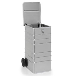 paper collectors Aluminium Boxes heavy listing trolley lid with insertion slot 420x27 mm and hand-entry protection.  L: 575, W: 690, H: 1010 (mm). Article code: 9020100902