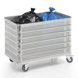 Chariot de transport aluminium chariot de manutention avec parois perforés 2 roues pivotantes - 2 roues fixes,  roues pivotantes avec frein