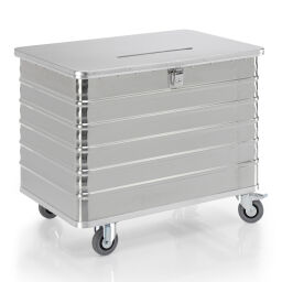 Entsorgungsbehälter aluminium kisten fahrbare entsorgungsbehälter deckel mit einwurfschlitz 420x27 mm und durchgriffsicherung