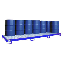 Auffangwanne Stahl Auffangwanne Auffangbehälter für Fässer für 12 x 200 l Fässer Inhalt (Ltr):  470.  L: 3880, B: 1300, H: 200 (mm). Artikelcode: 412W-470