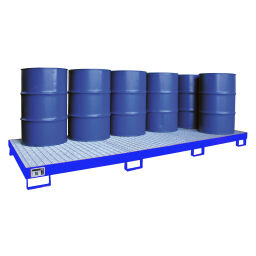 Auffangwanne Stahl Auffangwanne Auffangbehälter für Fässer für 10 x 200 l Fässer Inhalt (Ltr):  395.  L: 3250, B: 1300, H: 190 (mm). Artikelcode: 410W-395