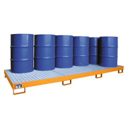 retention basin steel Retention Basin receptacle for drum for 10 x 200 litre drums Volume (ltr):  395.  L: 3250, W: 1300, H: 190 (mm). Article code: 410E-395