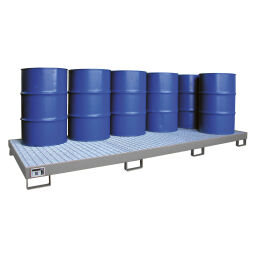 retention basin steel Retention Basin receptacle for drum for 10 x 200 litre drums Volume (ltr):  395.  L: 3250, W: 1300, H: 190 (mm). Article code: 410V-395