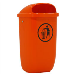 Outdoor waste bins Waste and cleaning plastic waste bin lid with insertion opening Article arrangement:  New.  L: 335, W: 420, H: 740 (mm). Article code: 89-DINPK-E