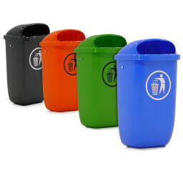 Outdoor waste bins Waste and cleaning plastic waste bin lid with insertion opening Article arrangement:  New.  L: 335, W: 420, H: 740 (mm). Article code: 89-DINPK-S