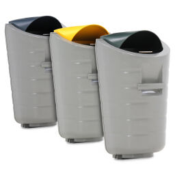 Buitenafvalbak Afval en reiniging polyester afvalbak met inwerpopening Artikelindeling:  Nieuw.  L: 750, B: 440, H: 330 (mm). Artikelcode: 89-F250-SN