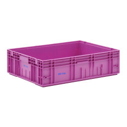 Stacking box plastic stackable KLT all walls closed used Material:  polypropylene.  L: 800, W: 600, H: 220 (mm). Article code: 98-0397GB
