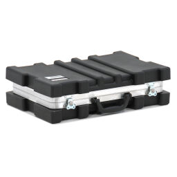 Safetybox transport case with double quick lock.  L: 535, W: 350, H: 145 (mm). Article code: 81-8109