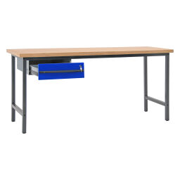 Etablis, servantes et bureaux industriels table de travail avec 1 tiroir, 200 cm