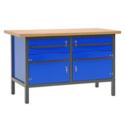 Workbenches with 2 drawers and 2 cabinets, 150 cm