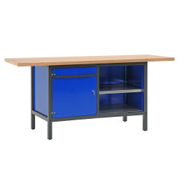 Workbench workbench with 1 cabinet and 2 shelves, 200 cm