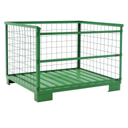 Mesh Stillages fixed construction stackable 1 long side open.  L: 1420, W: 1220, H: 980 (mm). Article code: 98-0383