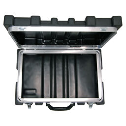 Safetybox transport case with double quick lock.  L: 535, W: 350, H: 145 (mm). Article code: 81-8109