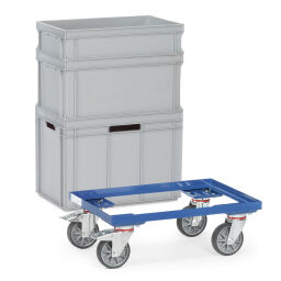 Fahrgestell Kistenroller für Eurobehälter 600x400 mm geeignet.  L: 605, B: 405, H: 182 (mm). Artikelcode: 8513580