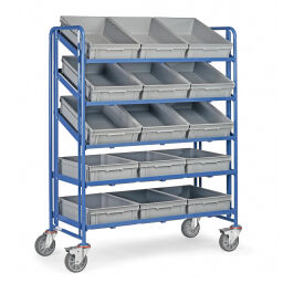 Storage trolleys warehouse trolley fetra container trolley incl. 15 plastic containers