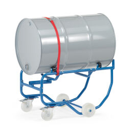 Drum Handling Equipment drum cradle with lever handle for 1x 200 l drum.  L: 900, W: 615, H: 600 (mm). Article code: 852015