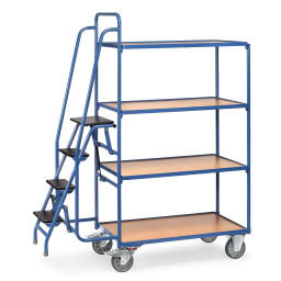 Shelved trollyes warehouse trolley fetra order picking trolley with stairs / foldable