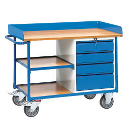 Workbench fetra workshop trolley worktop / flat / 4 drawers