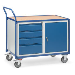 Workbench fetra workshop trolley loading surface + raised edge/cabinet/4 drawers