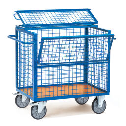 Box carts warehouse trolley fetra wire mesh wall trolley flap + lid