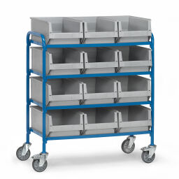 Storage trolleys warehouse trolley fetra storage trolley incl. 12 warehouse containers 500*310*200 mm