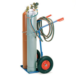 Gasflaschenlagerung fetra Gasflaschenwagen für 2 Stahlflaschen à 40-50 Liter Inhalt, Ø 204 - 229 mm.  B: 830, H: 1300 (mm). Artikelcode: 8551011