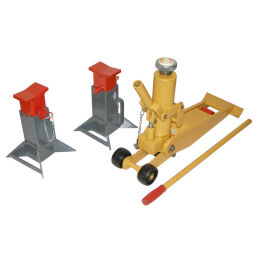 Rollers/lifters/transport rollers combination kit workshop jack + 2 safety supports
