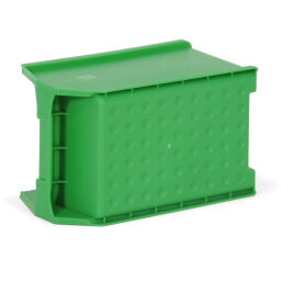 Storage bin plastic with grip opening stackable Colour:  green.  L: 235, W: 145, H: 125 (mm). Article code: 38-FPOM-30-N