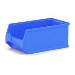 Magazijnbak kunststof met grijpopening stapelbaar Kleur:  blauw.  L: 350, B: 200, H: 150 (mm). Artikelcode: 38-FPOM-40-W