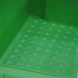 Bac à bec plastique palettes-en-promotion empilable Couleur:  vert.  L: 500, L: 300, H: 200 (mm). Code d’article: 38-FPOM-60N-PAL