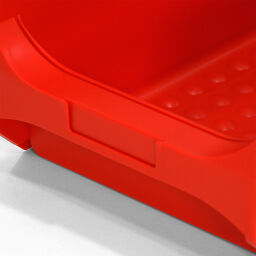 Storage bin plastic with grip opening stackable Colour:  red.  L: 235, W: 145, H: 125 (mm). Article code: 38-FPOM-30-D