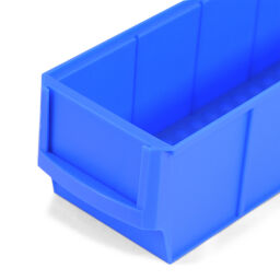 Storage bin plastic with label holder stackable Colour:  blue.  L: 400, W: 90, H: 80 (mm). Article code: 38-IB40-01W