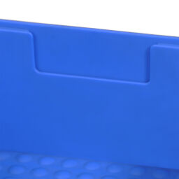 Storage bin plastic with label holder stackable Colour:  blue.  L: 400, W: 90, H: 80 (mm). Article code: 38-IB40-01W