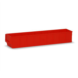 Storage bin plastic with label holder stackable Colour:  red.  L: 500, W: 90, H: 80 (mm). Article code: 38-IB50-01D