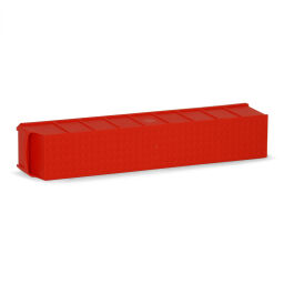 Storage bin plastic with label holder stackable Colour:  red.  L: 500, W: 90, H: 80 (mm). Article code: 38-IB50-01D