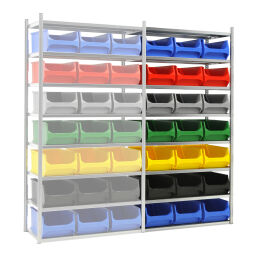 Combination set Shelving combination kit EXTENSION including 21 storage bins Colour:  various.  W: 1020, D: 500, H: 2000 (mm). Article code: CS-55-60MIX-AB