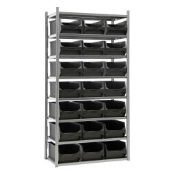 Storage bin plastic combination kit shelving rack including 21 storage bins AA1779798
