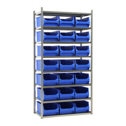 Storage bin plastic combination kit shelving rack including 21 storage bins AA1779797